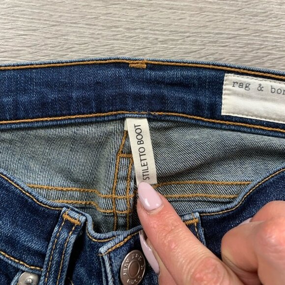 Rag & Bone Stiletto Boot Raw Hem Ankle Jeans in bishop - Picture 6 of 11